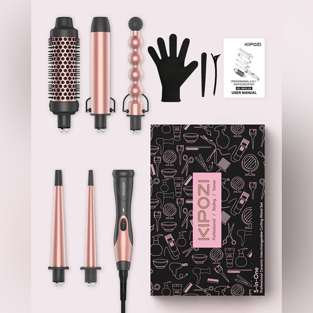 Kipozi Rose Gold 5-in-1 Curling Wand Styling Set – NWT